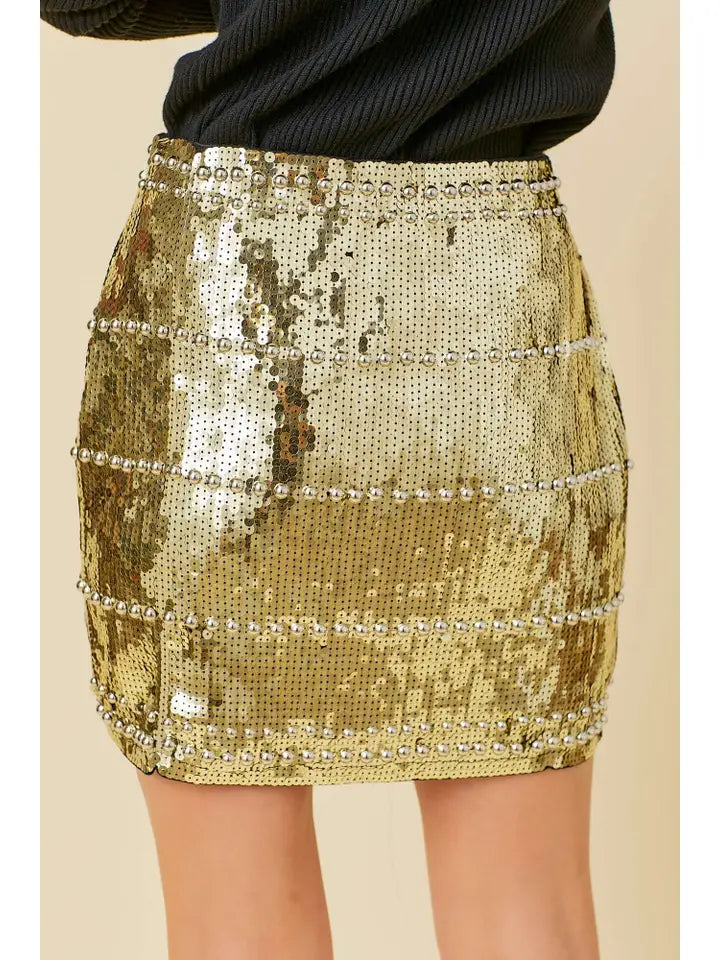 Stud Sequin Mini Skirt